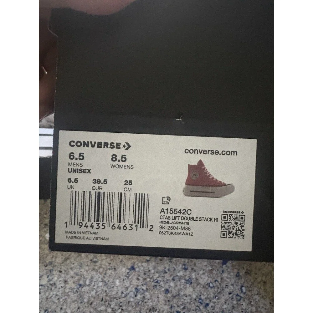 Converse Chuck Taylor Lift Double Stack Hi Womens 8.5 shoes Sneaker Red A15542C